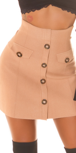 Highwaist Skirt with decorative buttons Brown